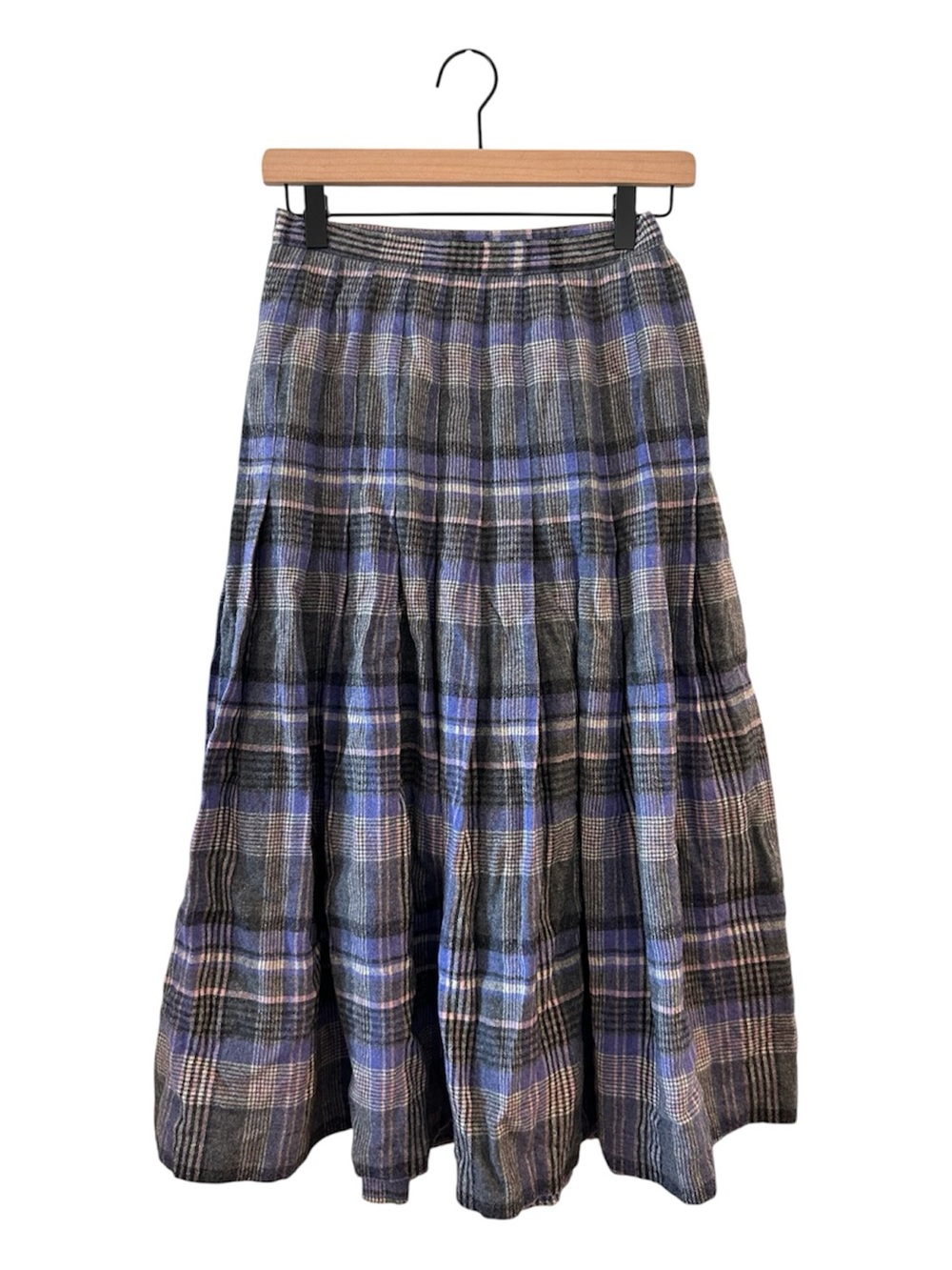 Pendleton Plaid Midi Skirt Vintage Size 8 Wool Blue Gray Academia Preppy 90s